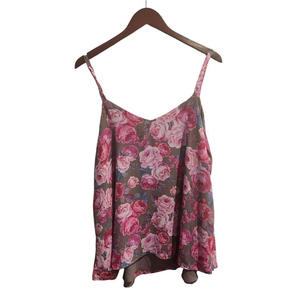 Torrid 1X Swing CAMI Tank Top Sophie Pink Gray Floral - Picture 3 of 4